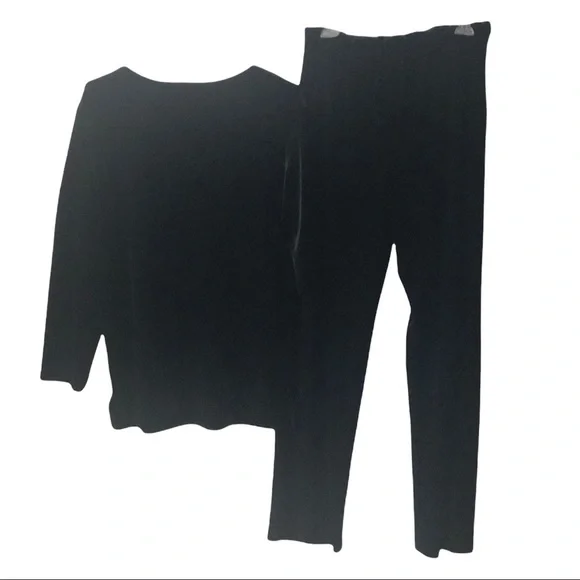 Lapis Black Velvet Longsleeved Round neckline Top and matching pants Sz L - Picture 8 of 8